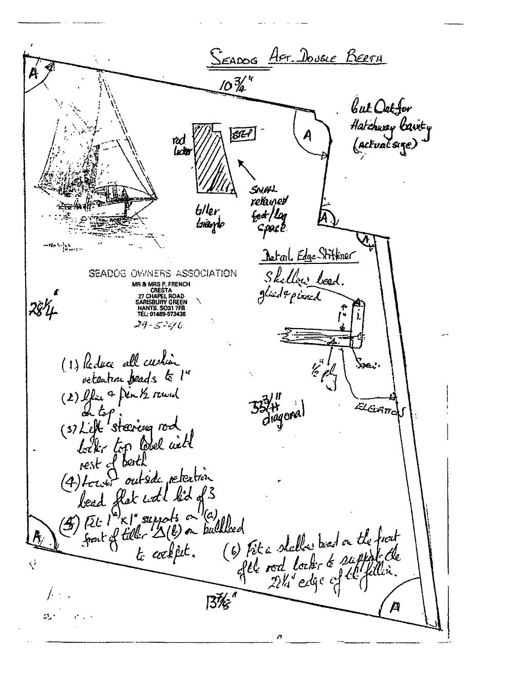 Plan for making aft cable double bunk